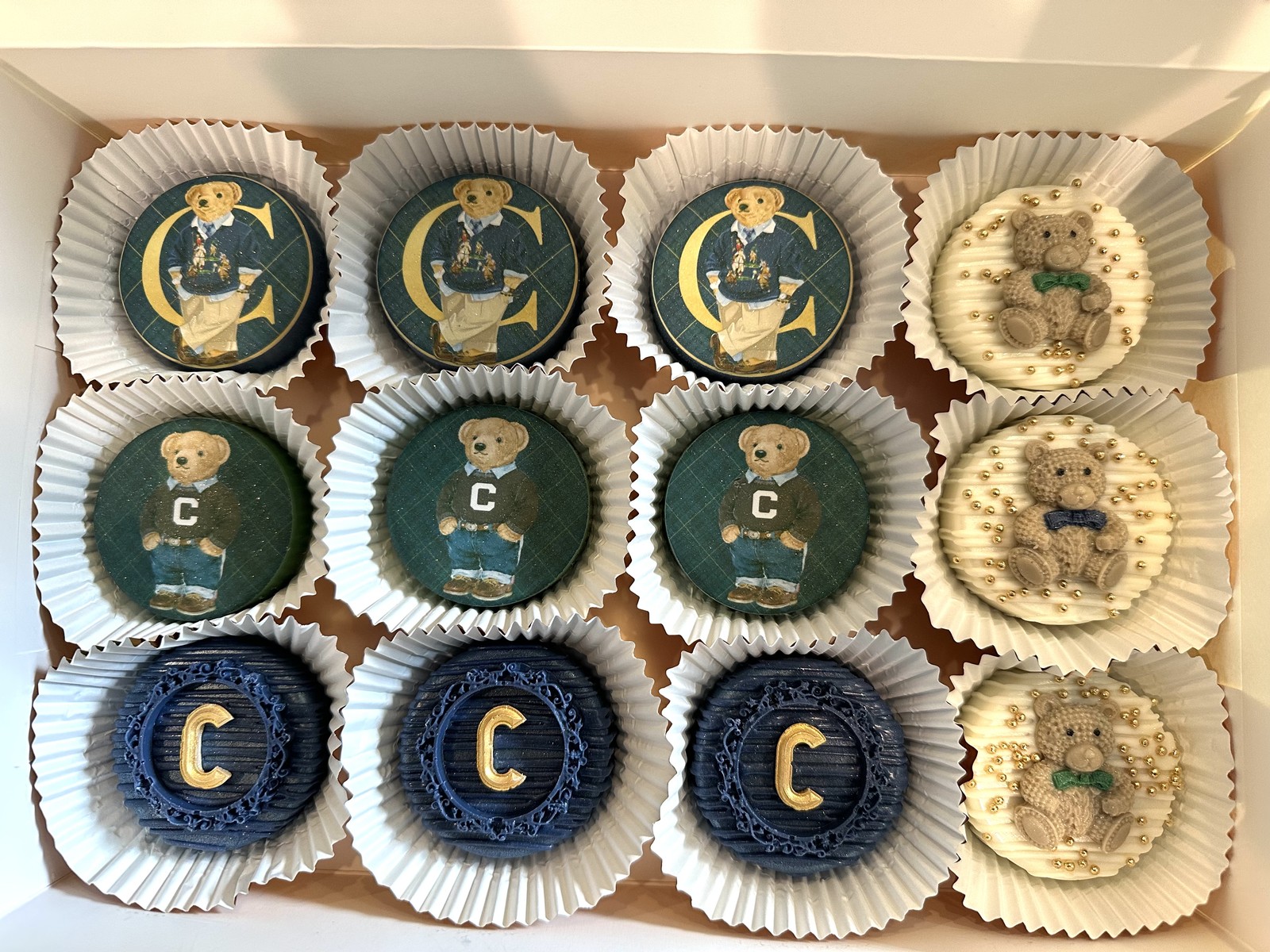 Luxury teddy bear and monogram chocolate covered Oreo collection